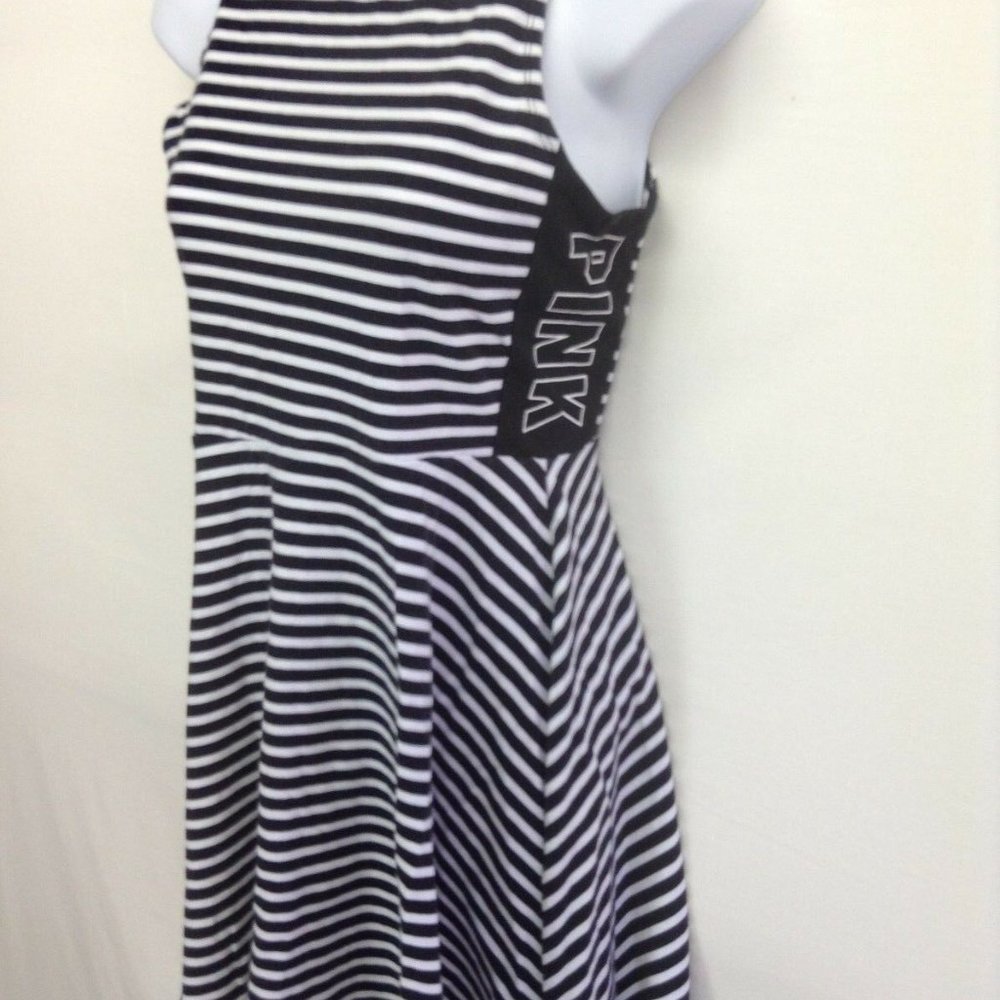 PINK VS Women Dress Black White Stripe Sleeveless Fit & Flare Mini Skirt NWT SP